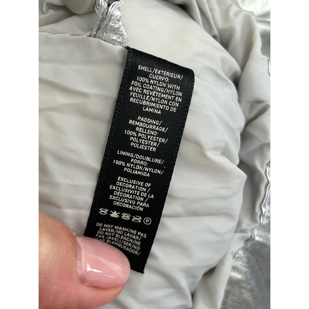 KHY Kylie Jenner Standard Puffer Jacket XXS Silver Metallic Oversized Hooded - Picture 13 of 14
